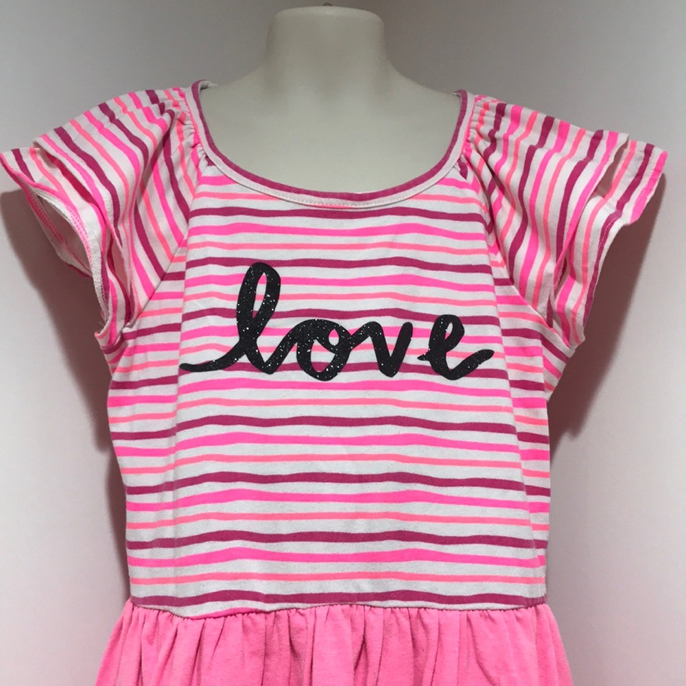 L 10/12 Pink Stripe Dress with Love words